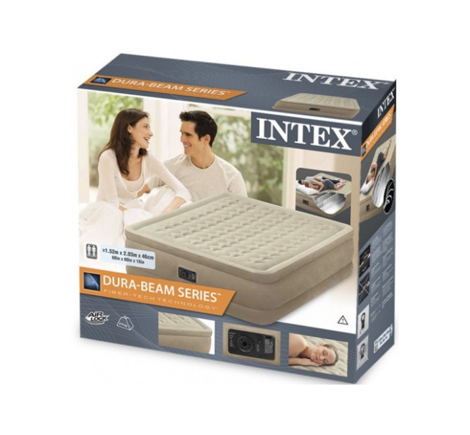 64458 Надувная кровать 152х203х46см "Ultra Plush" встр.нас. 220В, до 272кг