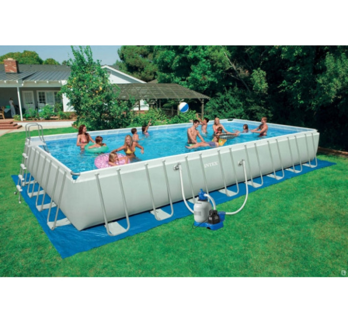 28374 Каркасный бассейн Ultra Frame 975х488х132cм, комб.фильтр-насос, лестн,наст, тент, наб.д/ч, вол.сетка
