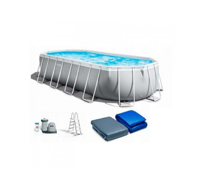 26798 Каркасный бассейн Prism Frame 610х305x122см "Oval" 18202л, фил.-насос 5678л\ч, лестн., тент, подст.