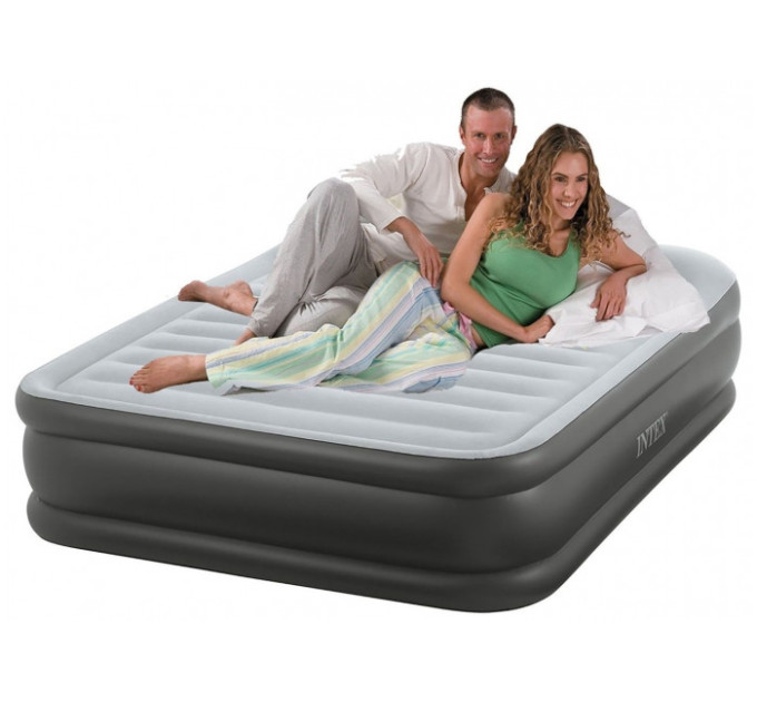 64436 Надувная кровать Deluxe Pillow Rest Raised Bed 152х203х42см, встроенный насос 220V
