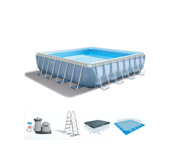28766 Каркасный бассейн Prism Frame 488х488х122см, 25007л , фил.-насос 5678л/ч, лестница, тент, подстилка