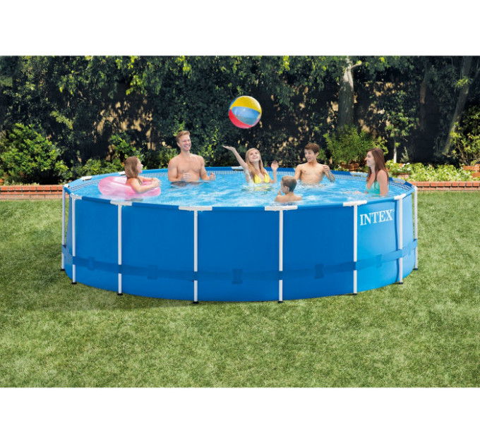 28242 Каркасный бассейн Metal Frame 457х122см, 16805л, фил.-насос 3785л/ч, лестница, тент, подстилка
