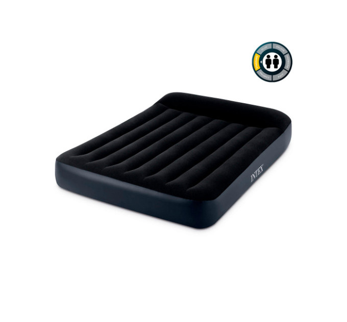 64148 Надувной матрас 137х191х25см с подголовником, встр.насос 220В, до 272кг