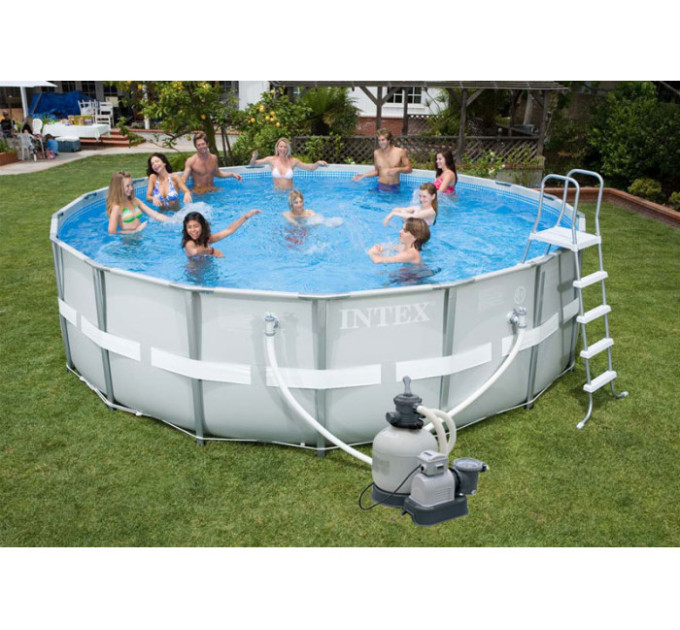 28336 Каркасный бассейн Ultra Frame, 549х132см, 26423л, комб.фил-нас., лестн,тент,подст, наб.д/чис,вол.сет