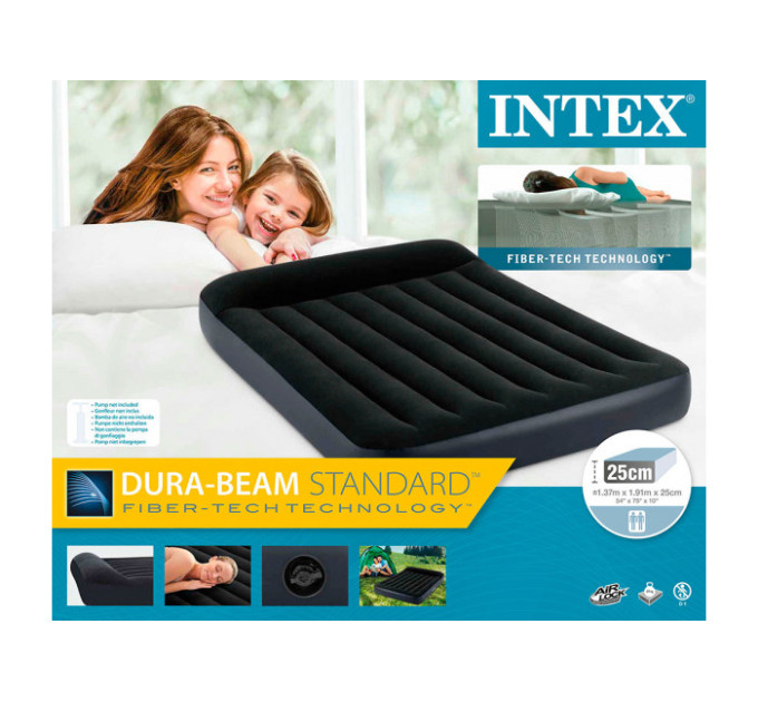 64142 Надувной матрас 137х191х25см с подголовником, до 272кг