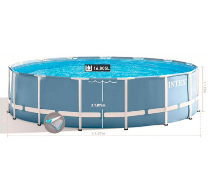 28736 Каркасный бассейн Prism Frame 457x122см, 16805л, фил.-насос 3785л/ч, лестница, тент, подстилка