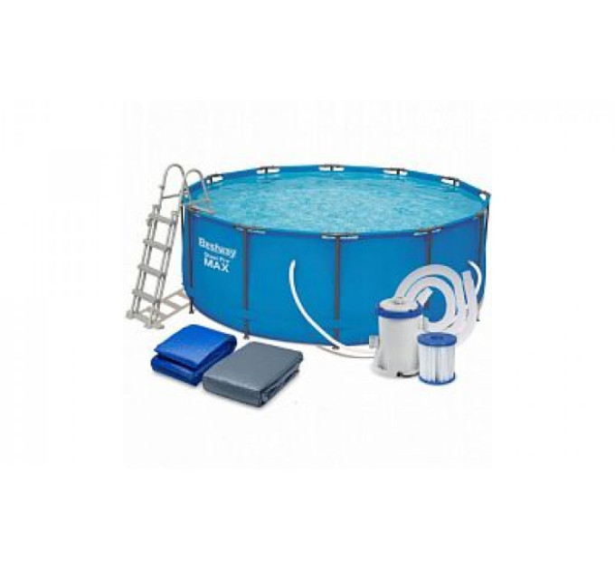 28232 Каркасный бассейн Metal Frame 457х91см, фильтр-насос 220В, лестница, тент, подстилка