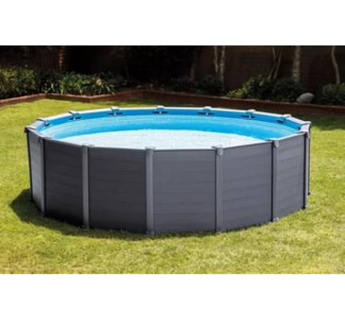 26382 Каркасный бассейн 478х124см "Graphite Gray Panel" 16805л, песч.фил.-нас. 4500л\ч, лестн, тент, подст