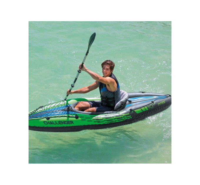 68305 Надувная байдарка "Challenger K1" 274х76х38см, алюм.весло 218см, насос 68614, транс.сеть, до 100кг
