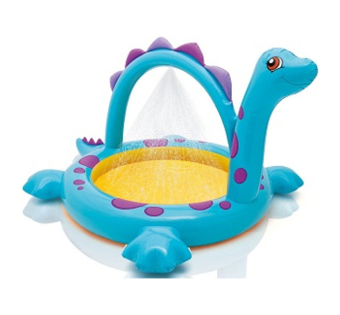 57437 Детский надувной бассейн 229х165х117см "Динозаврик" с фонтаном, 170л, от 2 лет