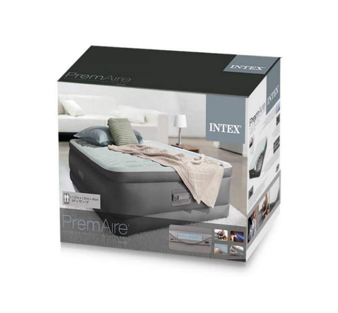 64484 Надувная кровать PremAire Elevated Airbed 137х191х46см, встроенный насос 220V
