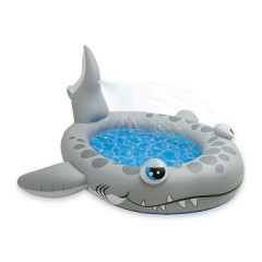 57433 Детский надувной бассейн 229х226х107см "Акула" с распылителем, 182л, от 2 лет