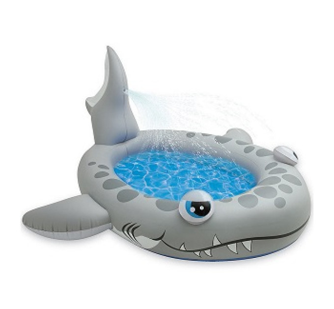 57433 Детский надувной бассейн 229х226х107см "Акула" с распылителем, 182л, от 2 лет