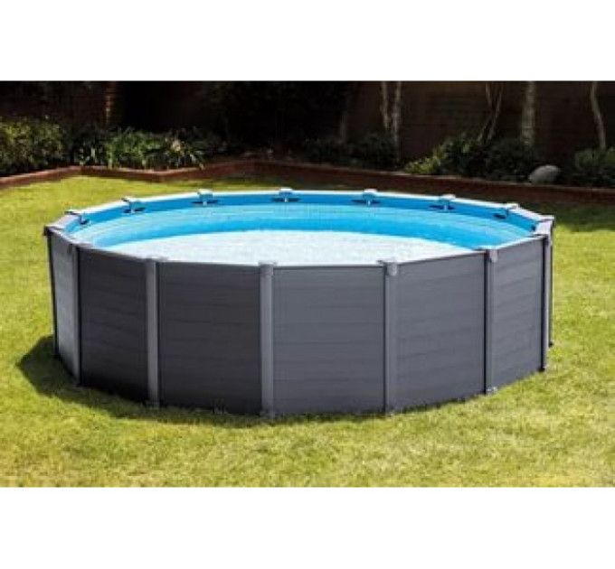 28382 Каркасный бассейн Graphite Panel 478х124 см, 16805л, песочн.фил-насос, лестница, тент, подстилка
