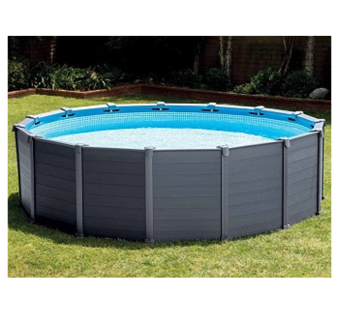28382 Каркасный бассейн Graphite Panel 478х124 см, 16805л, песочн.фил-насос, лестница, тент, подстилка