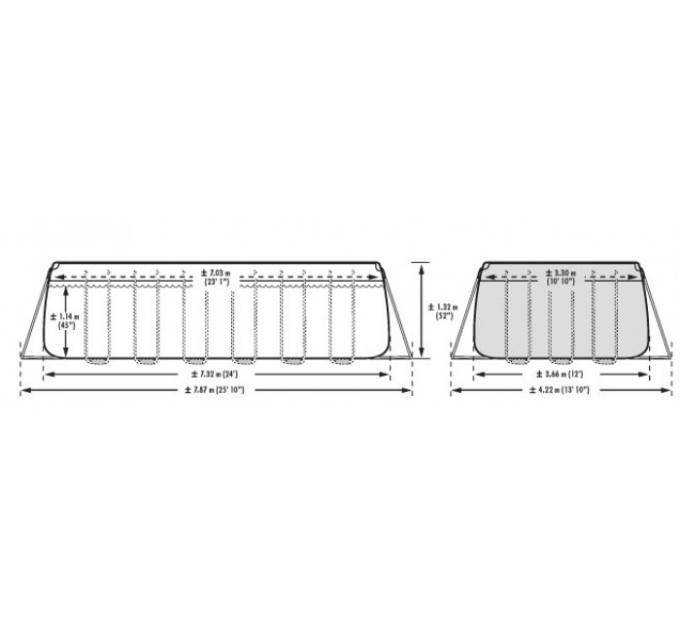 28362 Каркасный бассейн Ultra Frame 732x366x132см, 31805л, песочный фил.-насос, лестница, тент, подстилка