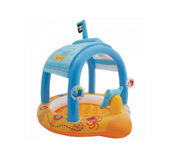57426 Детский надувной бассейн 107х102х99см "Пират" с навесом, от 1 до 3 лет