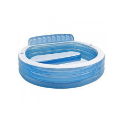 57190 Детский надувной бассейн 224х216х76см "Семейный" с диваном и подстаканниками, 590л, от 3 лет
