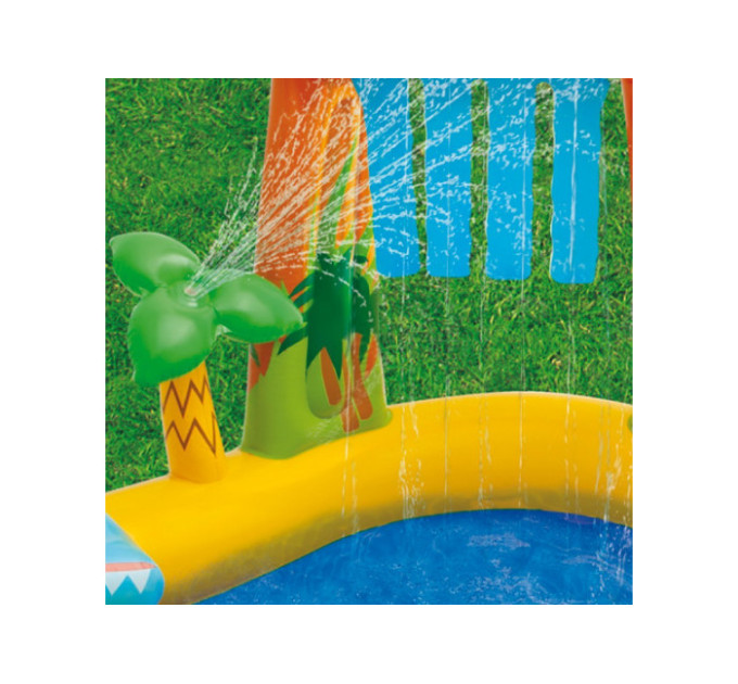 57444 Игровой центр 249х191х109см "Динозавр" с разбрызгивателем, гор. и игруш., 310л, до 81кг, от 2 лет