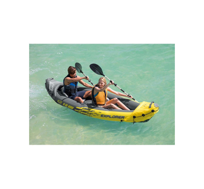 68307 Надувная байдарка "Explorer K2" 312х91х51см, алюм.вёсла 218см, насос 68614, до 180кг