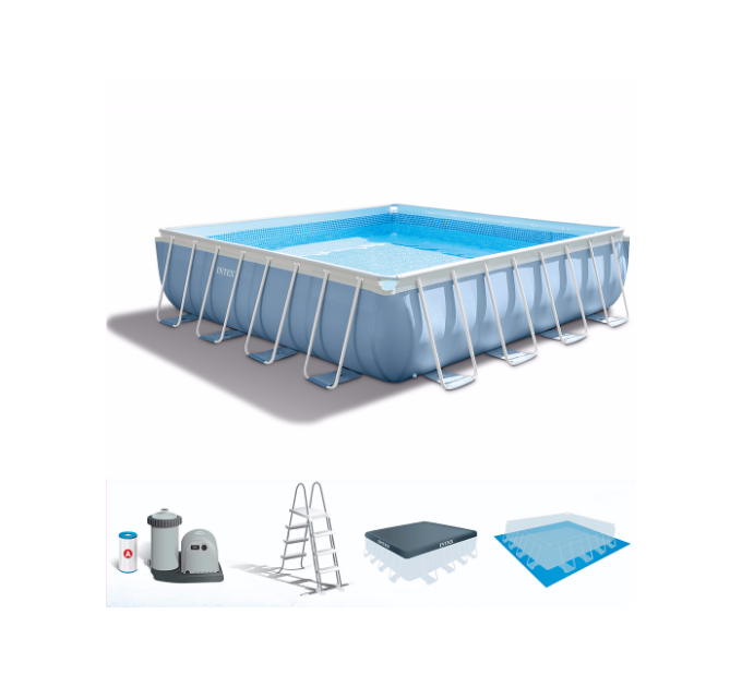 26764 Каркасный бассейн Prism Frame 427х427х107см, 16650л, фил.-насос 3785л\ч, лестница, тент, подстилка