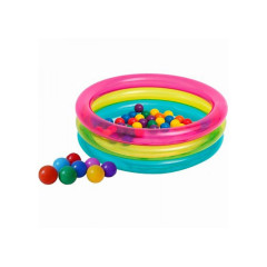 48674 Игровой бассейн 86x86x25см "Радуга" с мячами (50шт), 1-3 лет