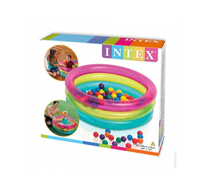 48674 Игровой бассейн 86x86x25см "Радуга" с мячами (50шт), 1-3 лет