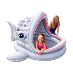 57120 Детский надувной бассейн 201x198x109см "Акула" с навесом, 121л, от 2 лет