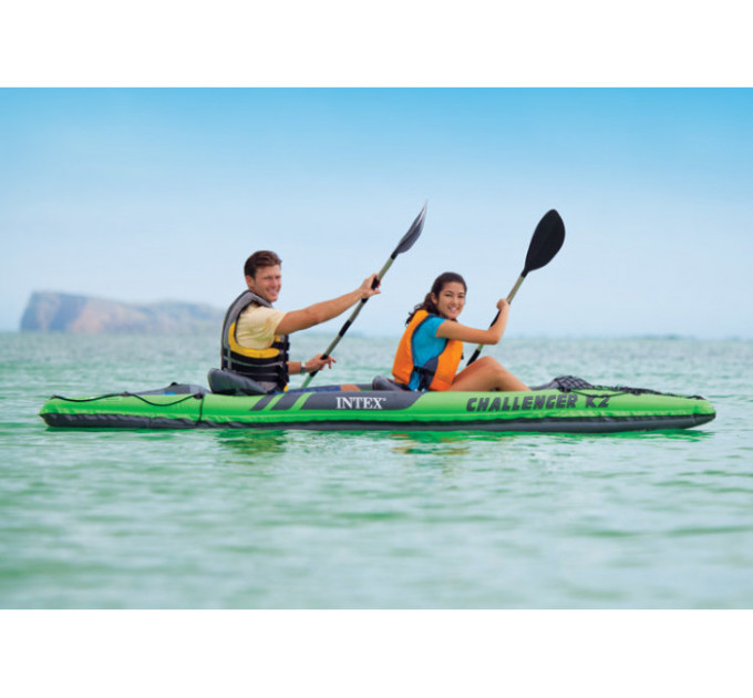68306 Надувная байдарка "Challenger K2" 351х76х38см, алюм.вёсла 218см, насос 68614, транс.сеть, до 180кг