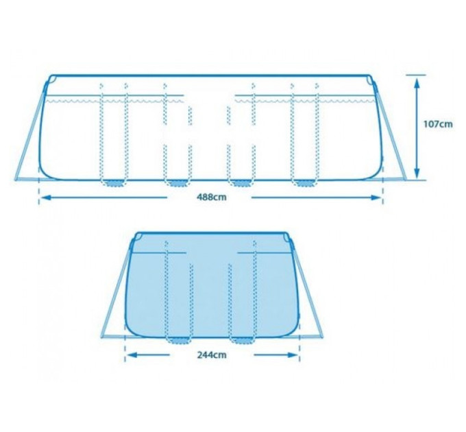 28318 Каркасный бассейн Prism Frame 488х244х107см, 10874л, фильтр-насос 3785л/ч, лестница, тент, подстилка