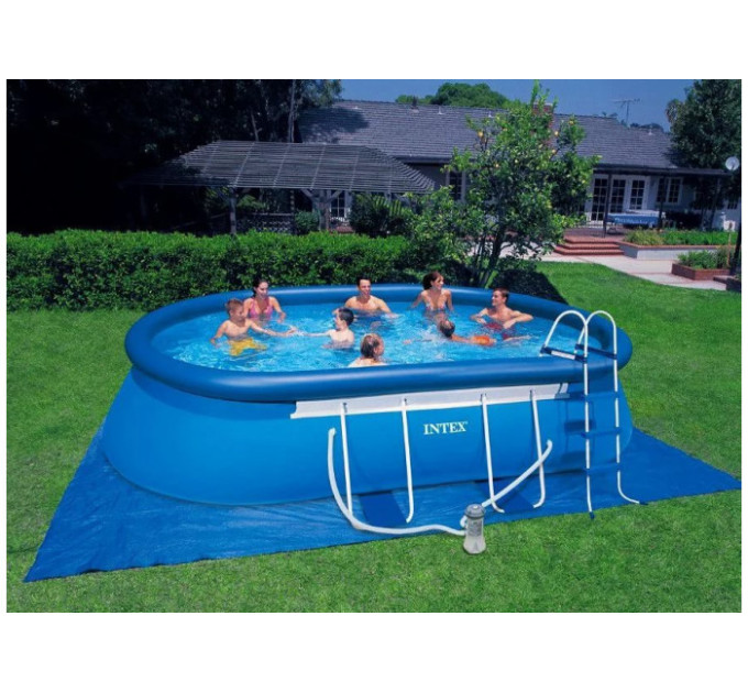 28192 Бассейн овальный Oval Frame 549х305х107см, 10920л, фильтр-насос 3785л/ч, лестница, тент, подстилка