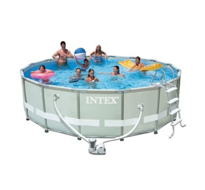 28310 Каркасный бассейн Ultra Frame, 427х107см, 12706л, фильтр-насос 3785л/ч, лестница, тент, подстилка
