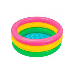 57107 Детский надувной бассейн 61х22см "Радуга" с надувным дном, 28л, 1-3 лет