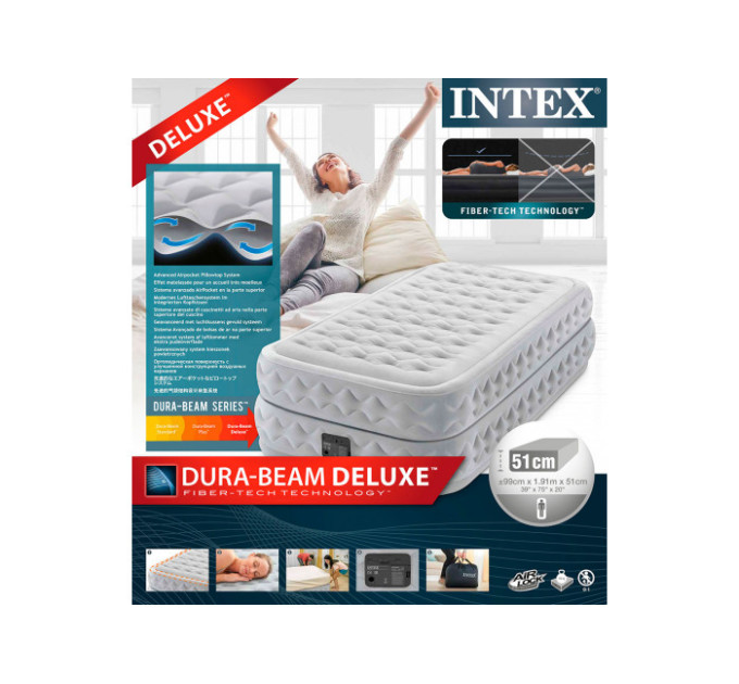 64488 Надувная кровать 99х191х51см "Supreme" встр.нас. 220В, до 136кг